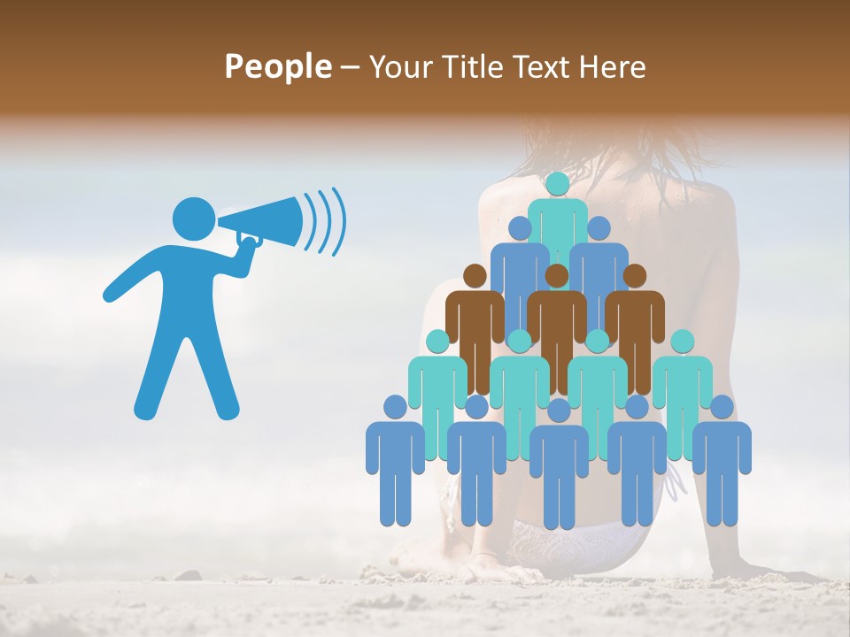 A Woman In A Bikini Sitting On The Beach PowerPoint Template