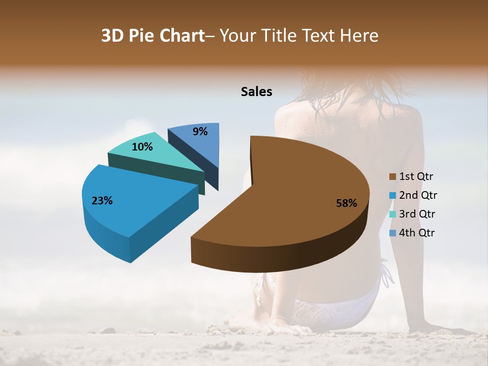 A Woman In A Bikini Sitting On The Beach PowerPoint Template