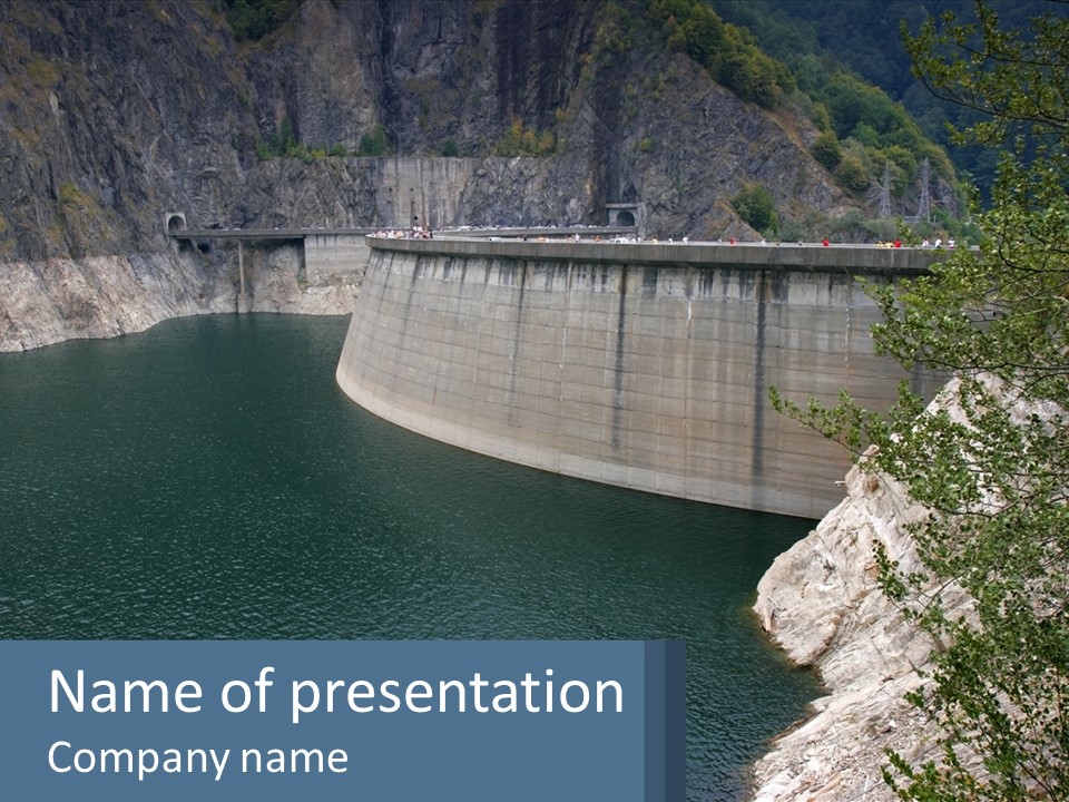 A Dam With A Large Body Of Water In The Middle Of It PowerPoint Template