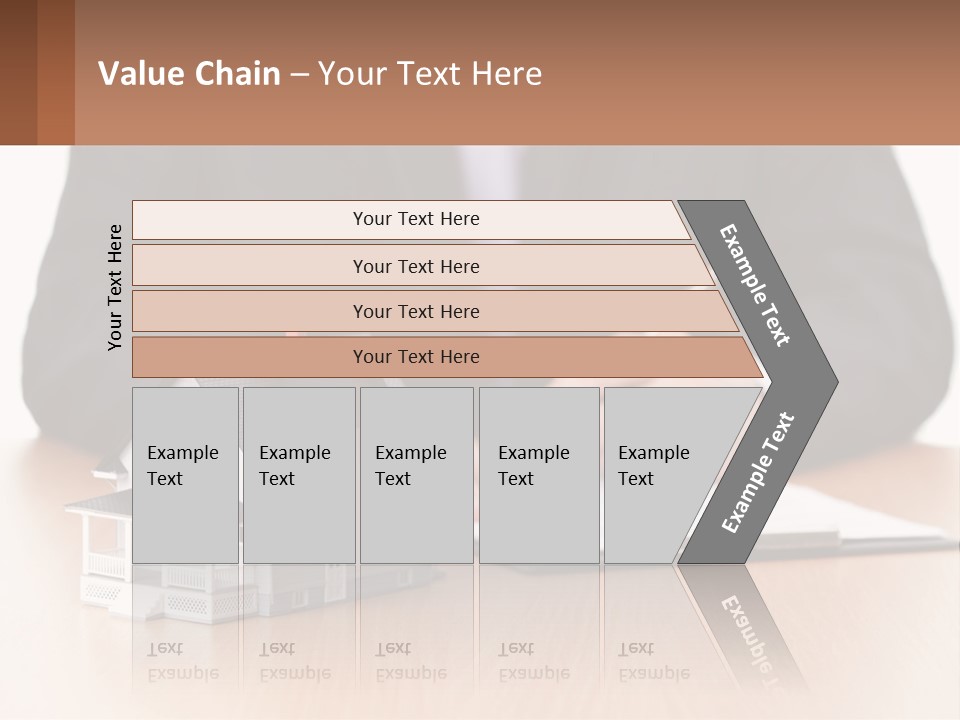 A Man In A Suit Writing On A Piece Of Paper Next To A Model House PowerPoint Template