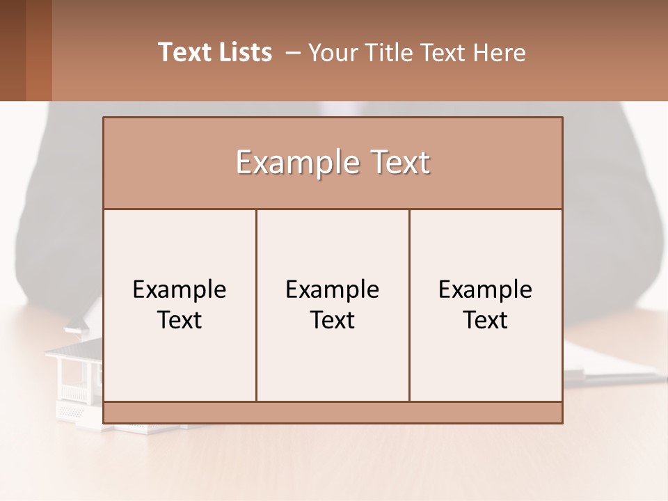 A Man In A Suit Writing On A Piece Of Paper Next To A Model House PowerPoint Template