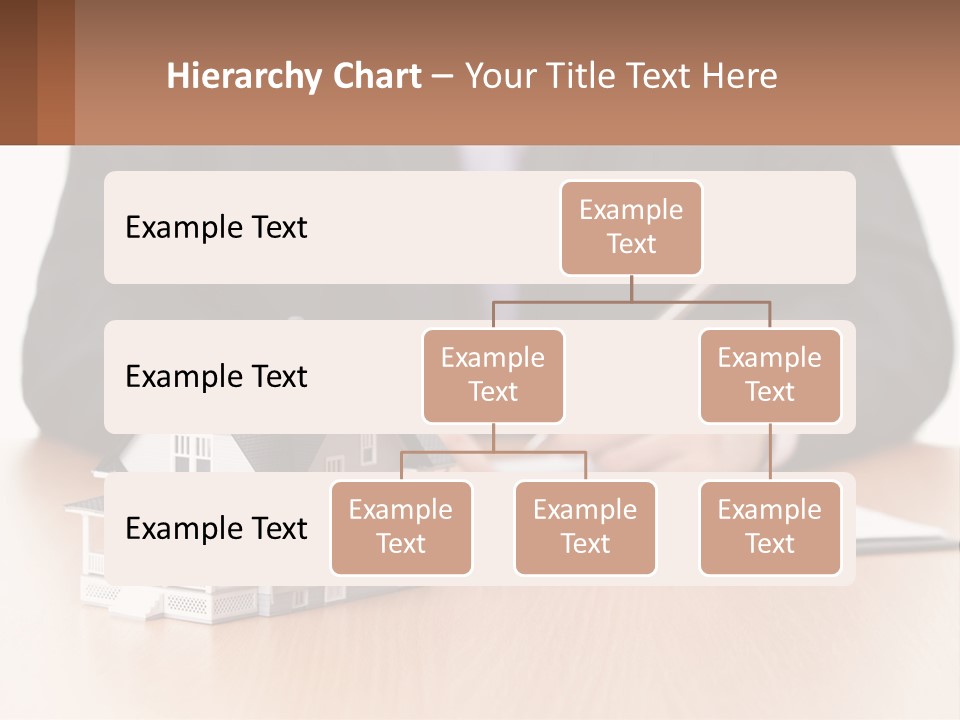 A Man In A Suit Writing On A Piece Of Paper Next To A Model House PowerPoint Template