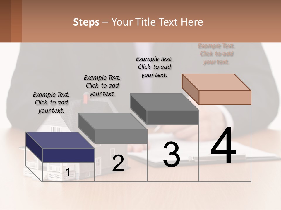 A Man In A Suit Writing On A Piece Of Paper Next To A Model House PowerPoint Template