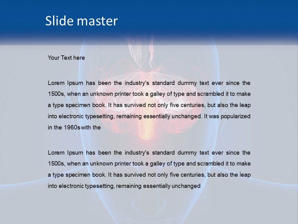 A Human Head With The Brain Highlighted In Red PowerPoint Template