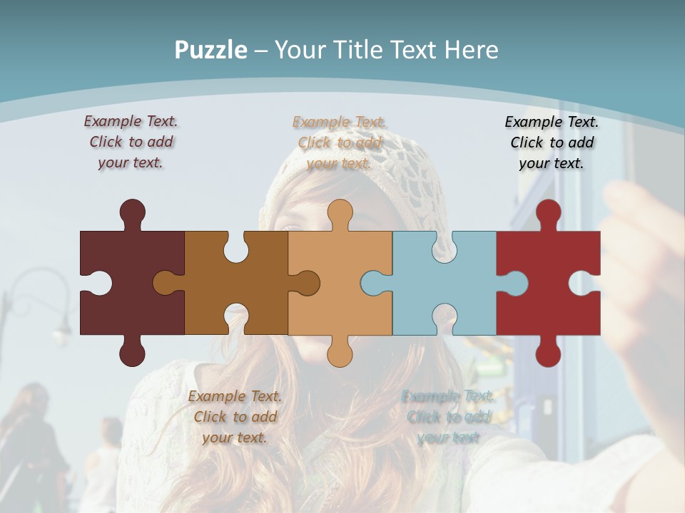 A Woman Taking A Picture With Her Cell Phone PowerPoint Template