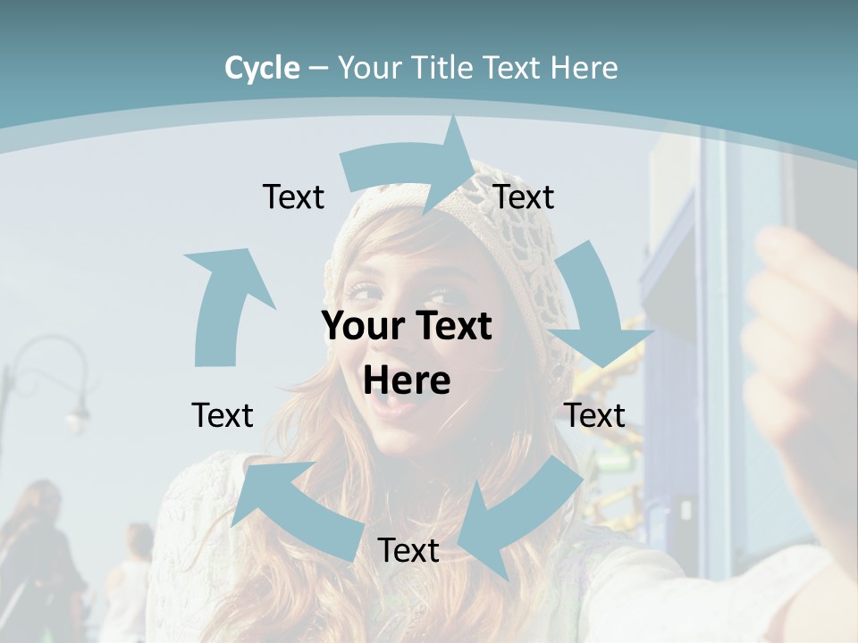 A Woman Taking A Picture With Her Cell Phone PowerPoint Template