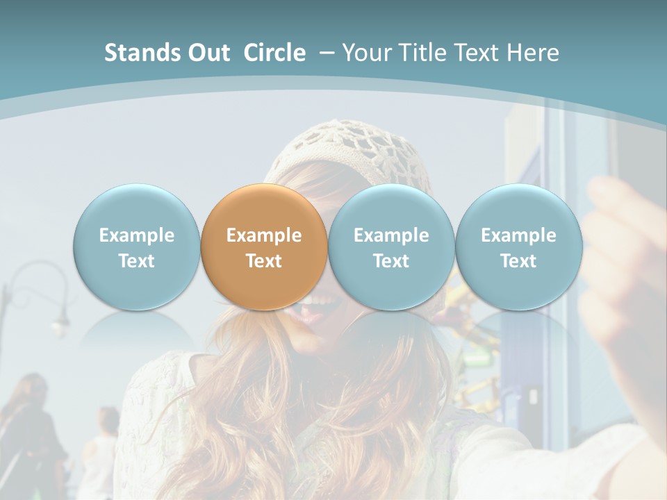 A Woman Taking A Picture With Her Cell Phone PowerPoint Template