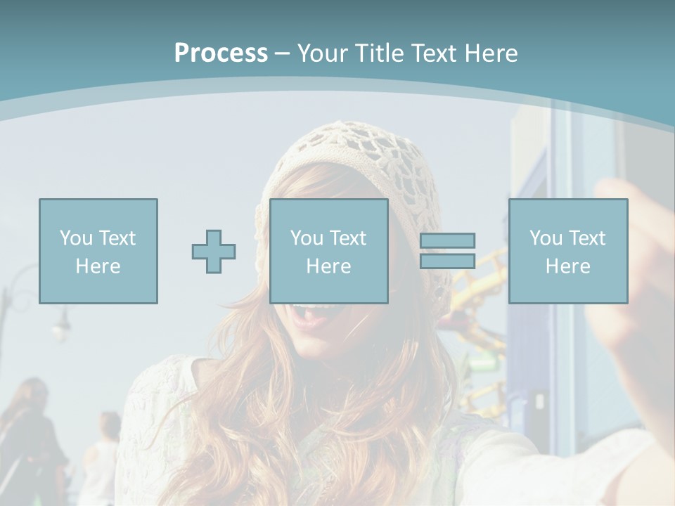A Woman Taking A Picture With Her Cell Phone PowerPoint Template