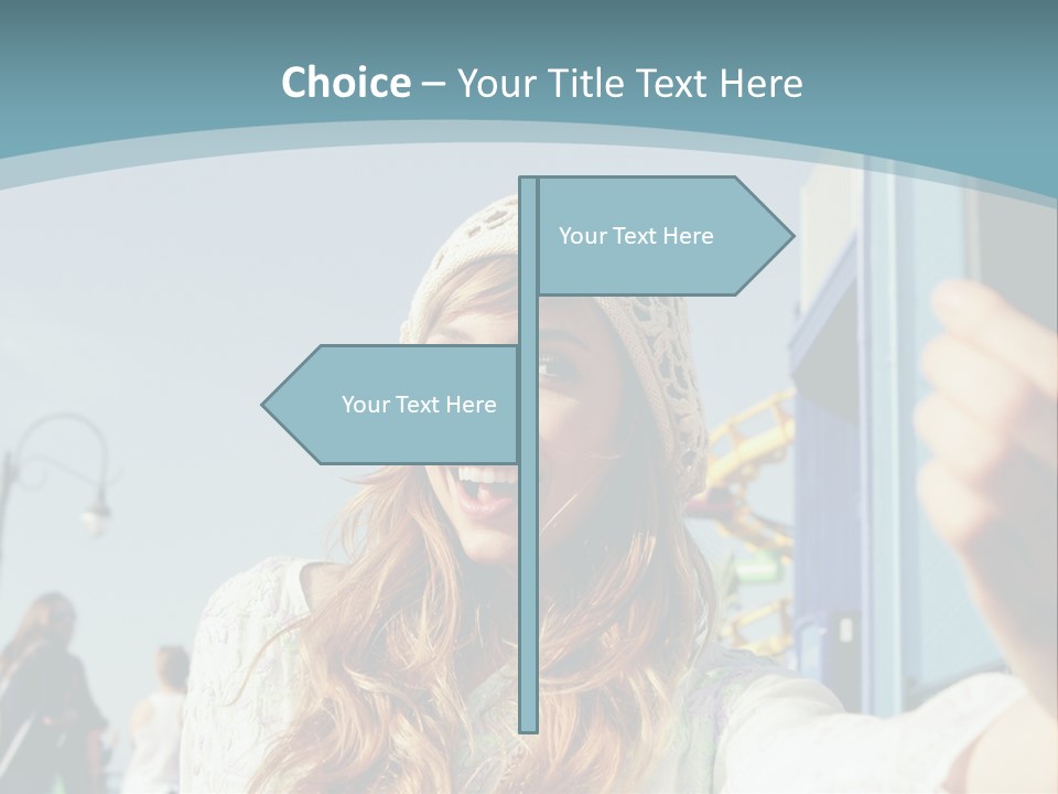 A Woman Taking A Picture With Her Cell Phone PowerPoint Template