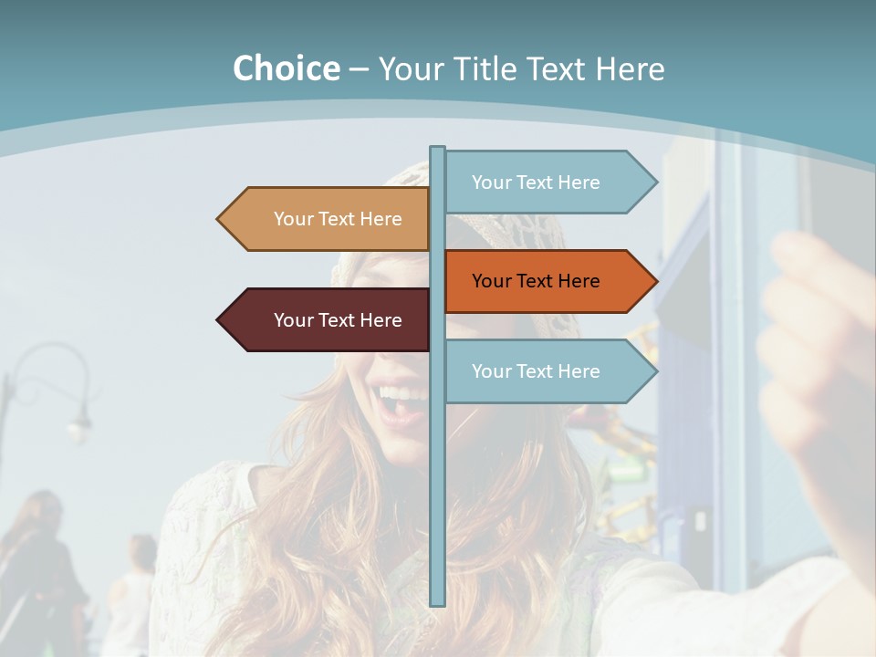A Woman Taking A Picture With Her Cell Phone PowerPoint Template