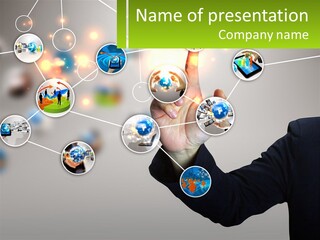 A Person Touching A Button On A Touch Screen PowerPoint Template