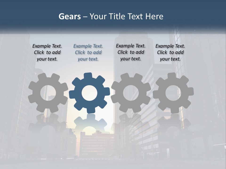 A Group Of Skyscrapers With The Sun Setting In The Background PowerPoint Template