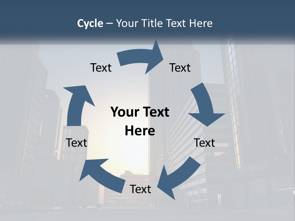 A Group Of Skyscrapers With The Sun Setting In The Background PowerPoint Template