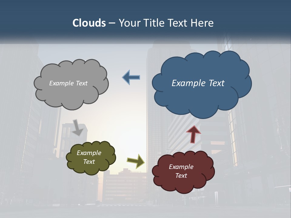 A Group Of Skyscrapers With The Sun Setting In The Background PowerPoint Template