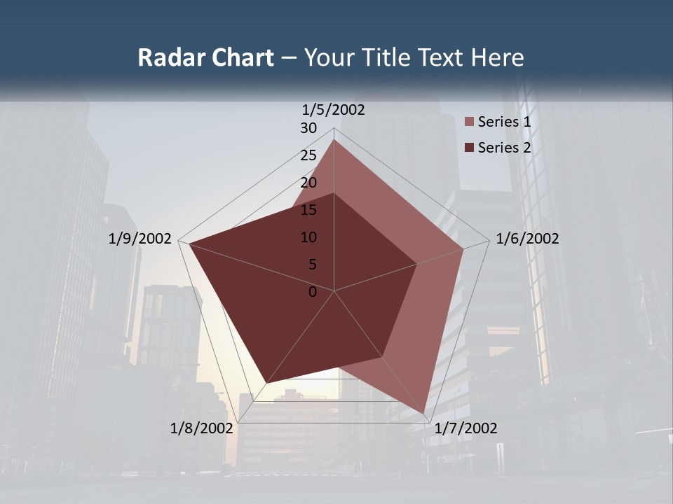 A Group Of Skyscrapers With The Sun Setting In The Background PowerPoint Template