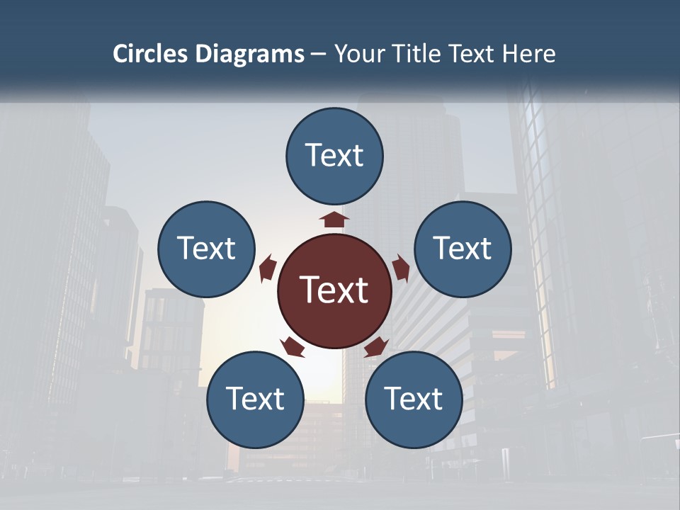 A Group Of Skyscrapers With The Sun Setting In The Background PowerPoint Template