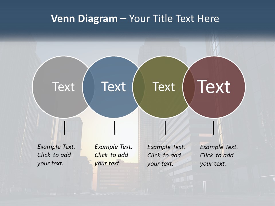 A Group Of Skyscrapers With The Sun Setting In The Background PowerPoint Template