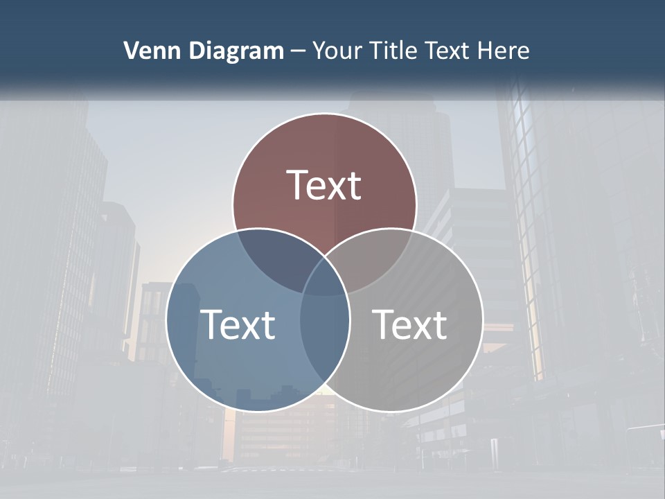 A Group Of Skyscrapers With The Sun Setting In The Background PowerPoint Template