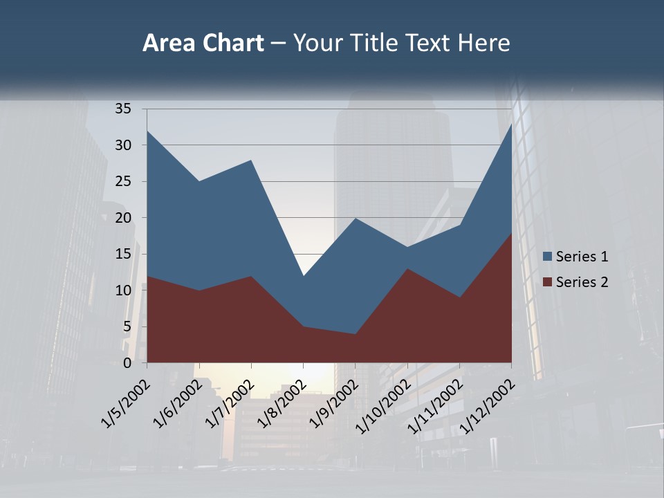 A Group Of Skyscrapers With The Sun Setting In The Background PowerPoint Template