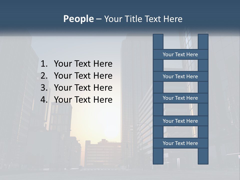 A Group Of Skyscrapers With The Sun Setting In The Background PowerPoint Template