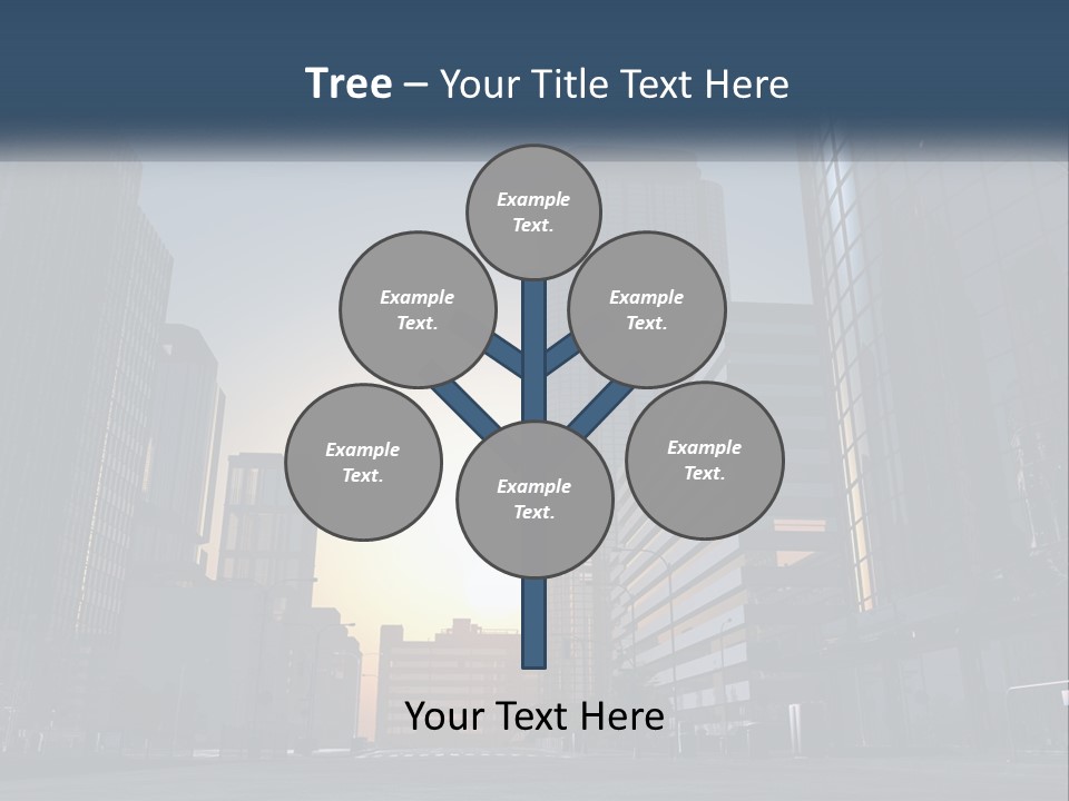 A Group Of Skyscrapers With The Sun Setting In The Background PowerPoint Template