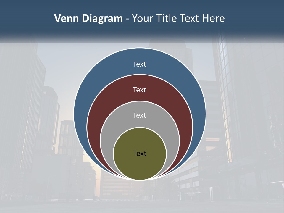 A Group Of Skyscrapers With The Sun Setting In The Background PowerPoint Template