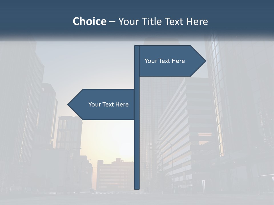 A Group Of Skyscrapers With The Sun Setting In The Background PowerPoint Template