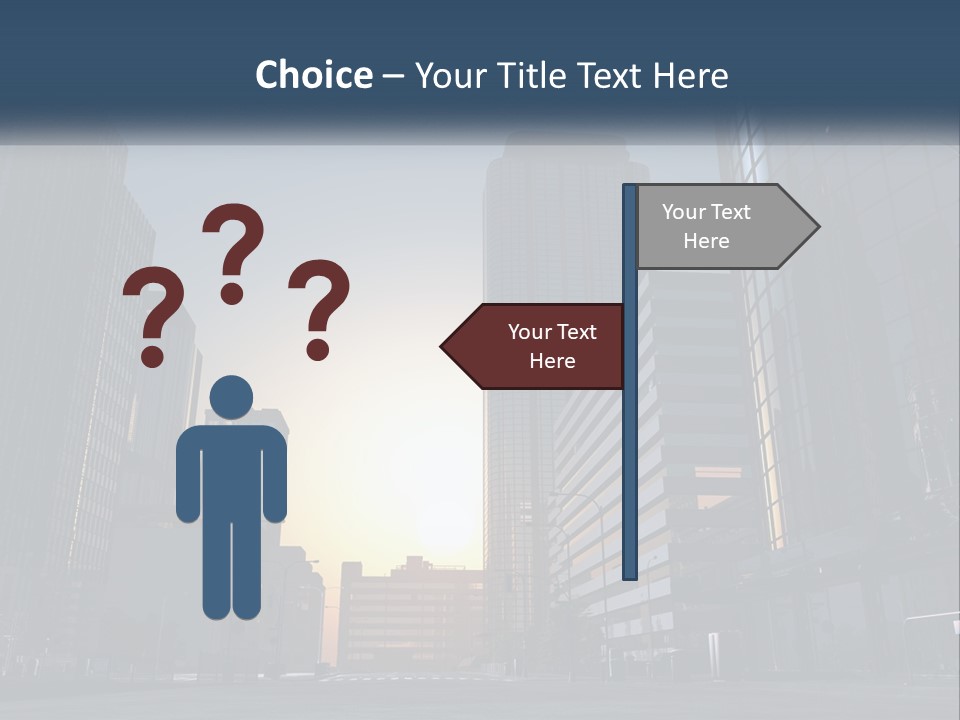 A Group Of Skyscrapers With The Sun Setting In The Background PowerPoint Template