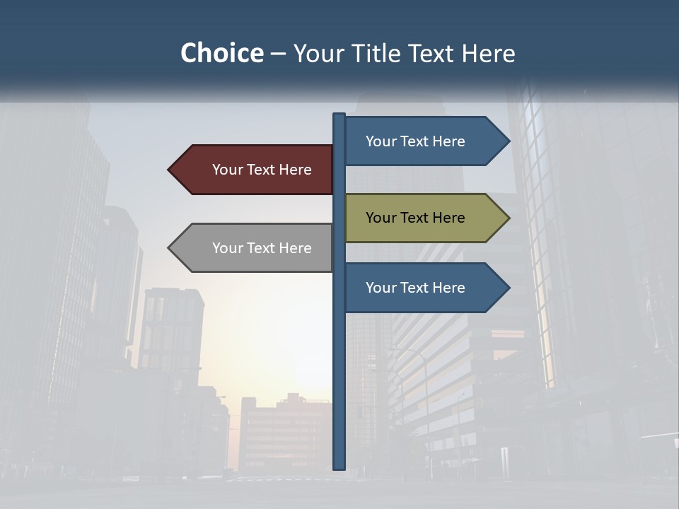 A Group Of Skyscrapers With The Sun Setting In The Background PowerPoint Template
