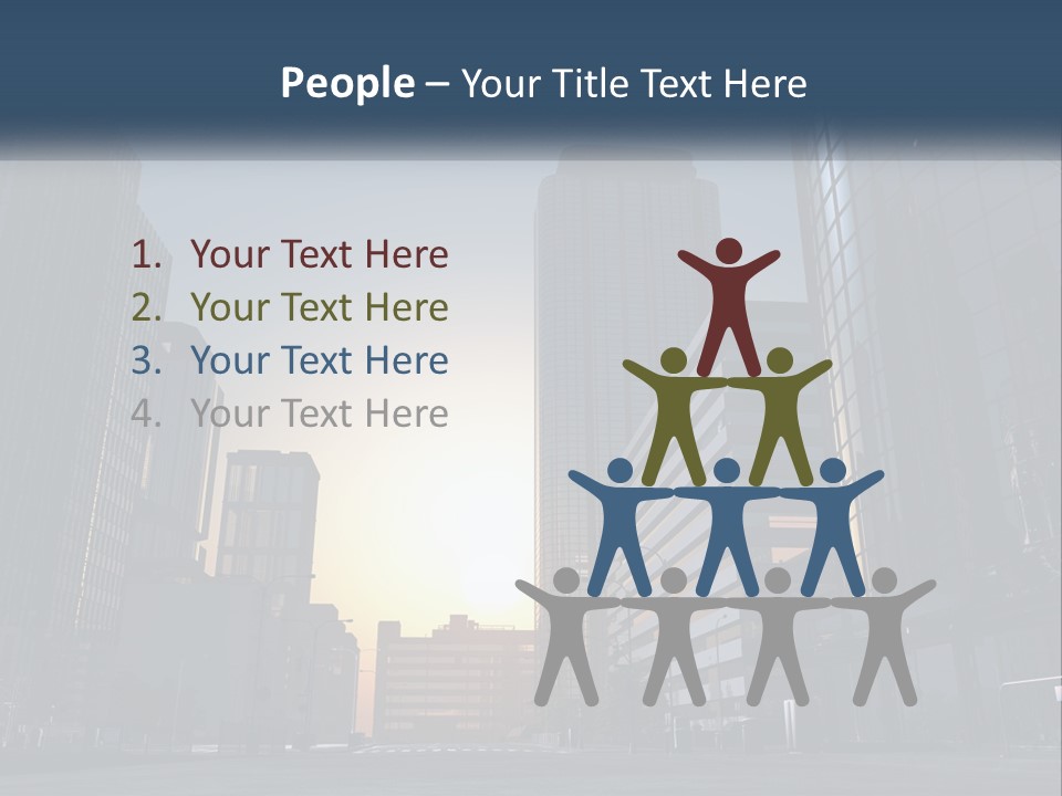 A Group Of Skyscrapers With The Sun Setting In The Background PowerPoint Template