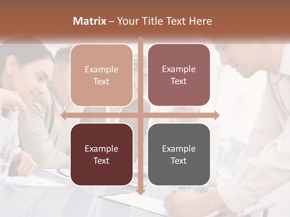 A Group Of Business People Looking At Something On A Table PowerPoint Template