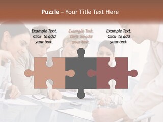 A Group Of Business People Looking At Something On A Table PowerPoint Template