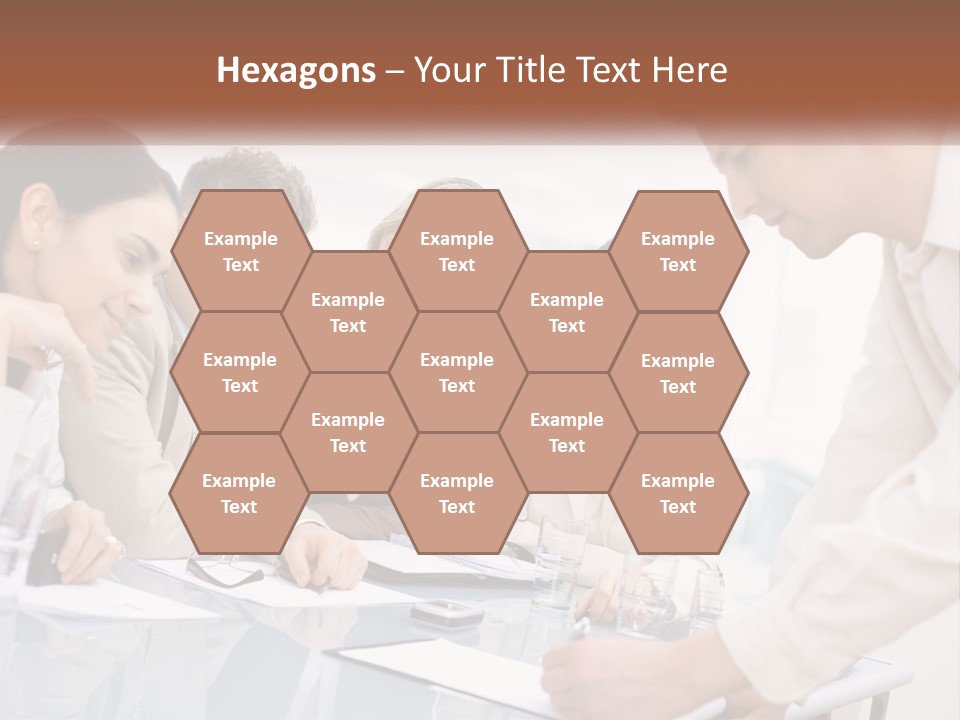 A Group Of Business People Looking At Something On A Table PowerPoint Template