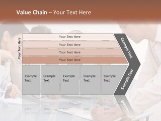A Group Of Business People Looking At Something On A Table PowerPoint Template