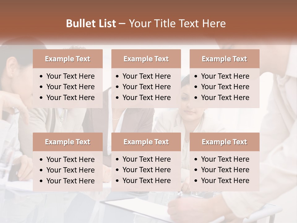 A Group Of Business People Looking At Something On A Table PowerPoint Template