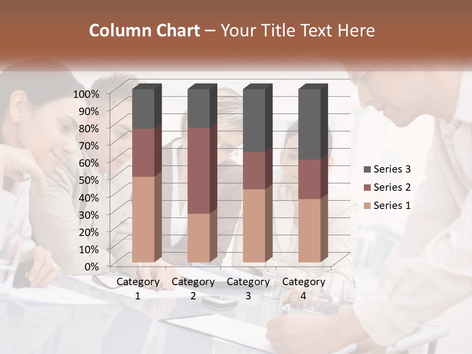A Group Of Business People Looking At Something On A Table PowerPoint Template