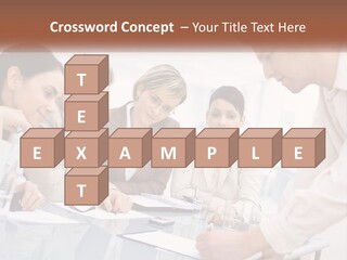 A Group Of Business People Looking At Something On A Table PowerPoint Template