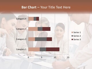 A Group Of Business People Looking At Something On A Table PowerPoint Template