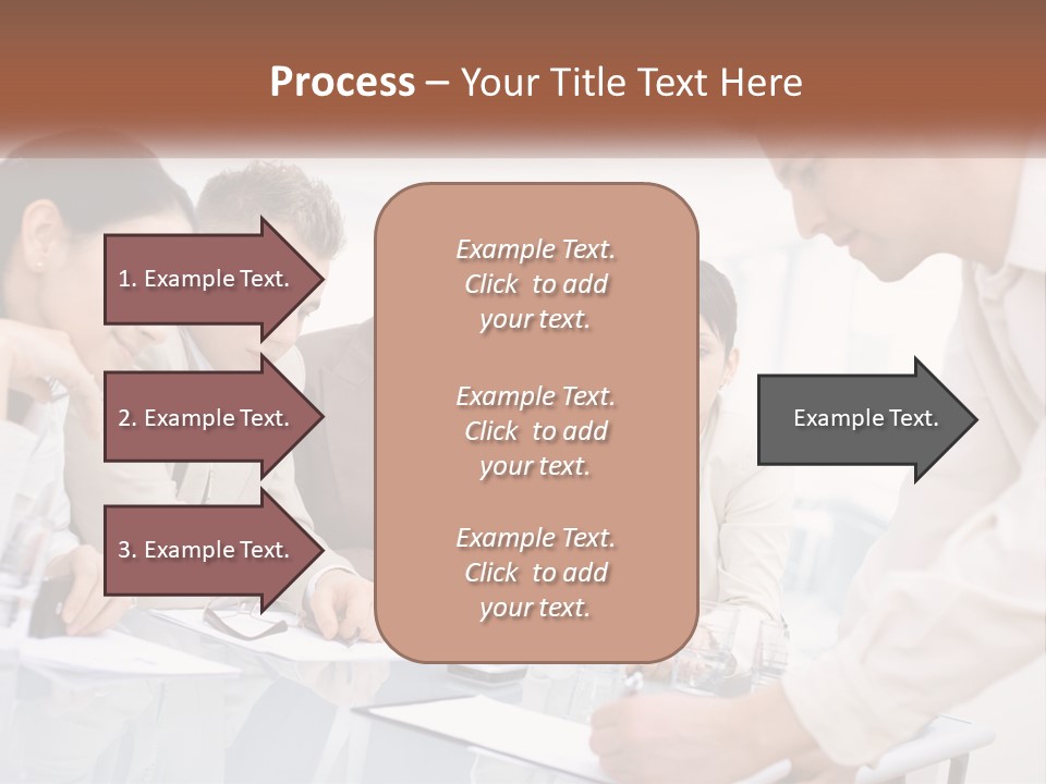 A Group Of Business People Looking At Something On A Table PowerPoint Template