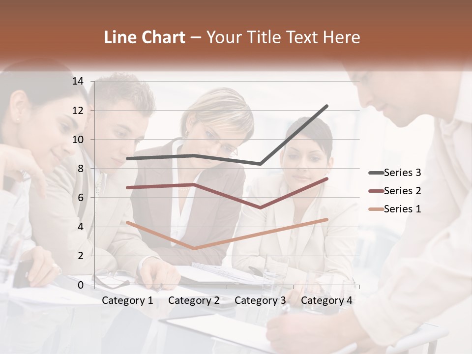A Group Of Business People Looking At Something On A Table PowerPoint Template