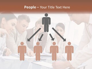 A Group Of Business People Looking At Something On A Table PowerPoint Template