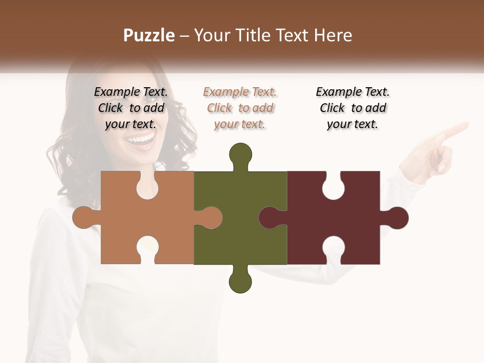 A Woman Pointing At Something With Her Finger PowerPoint Template