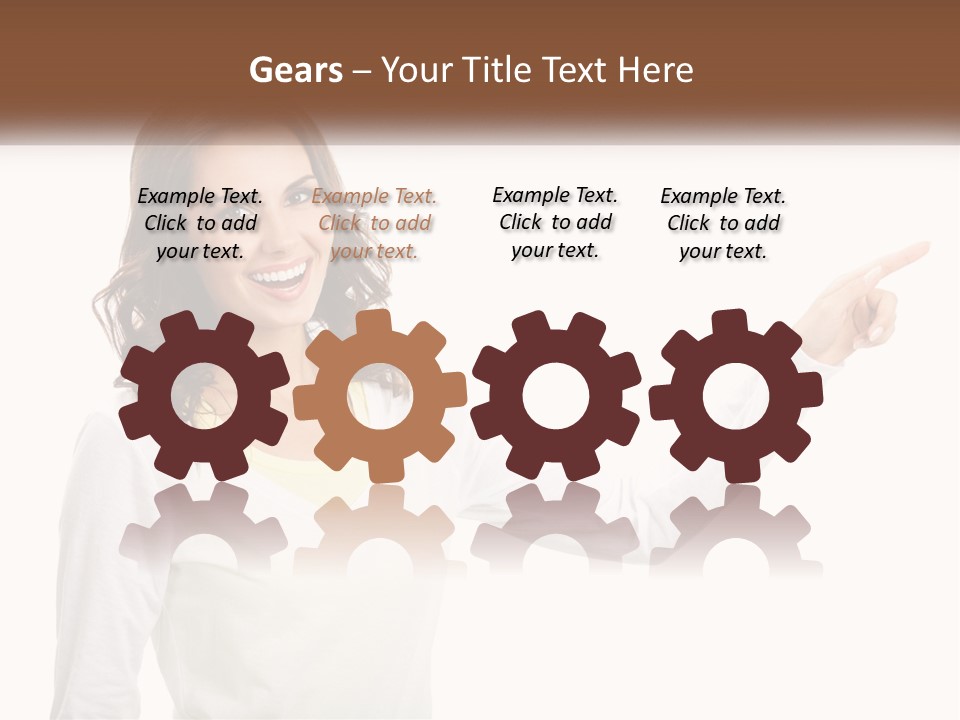 A Woman Pointing At Something With Her Finger PowerPoint Template