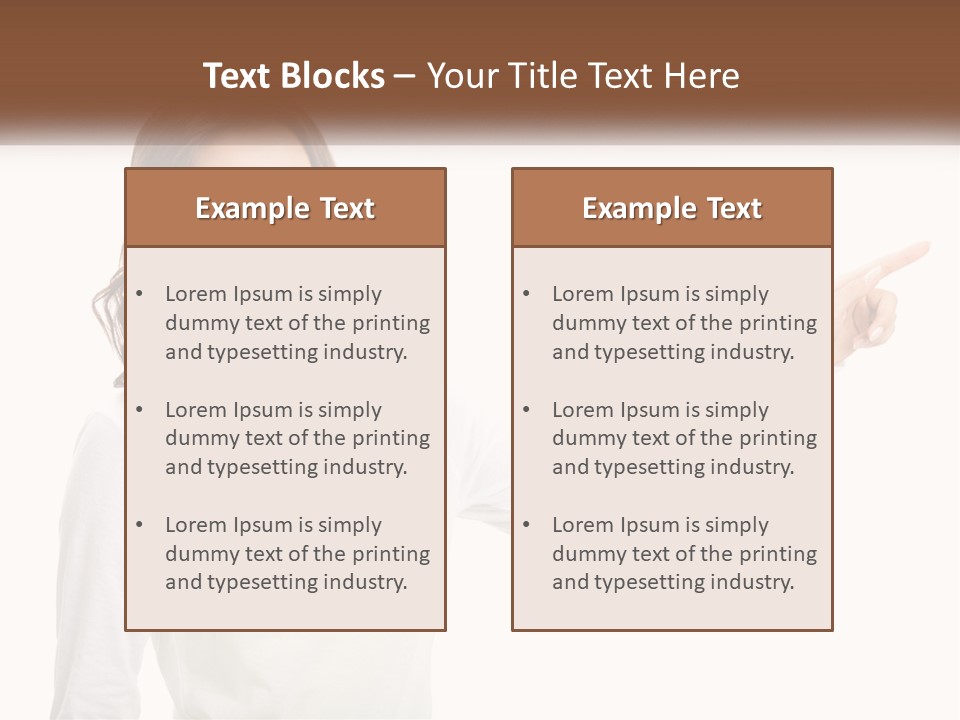 A Woman Pointing At Something With Her Finger PowerPoint Template