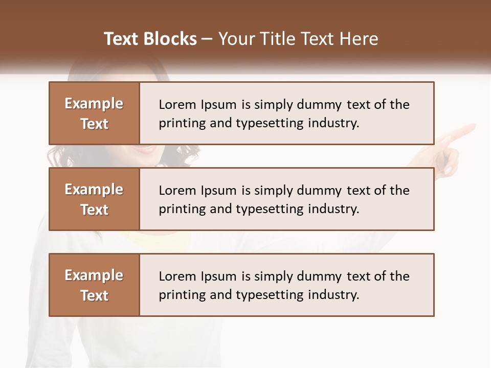A Woman Pointing At Something With Her Finger PowerPoint Template