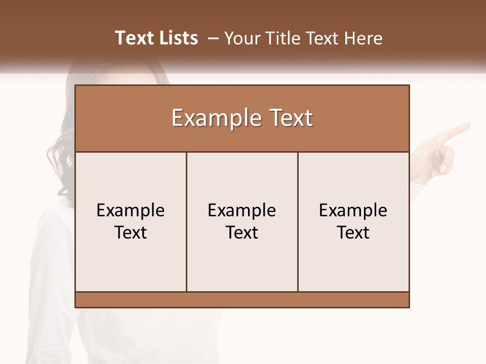 A Woman Pointing At Something With Her Finger PowerPoint Template