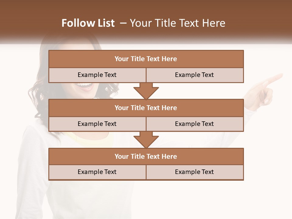 A Woman Pointing At Something With Her Finger PowerPoint Template