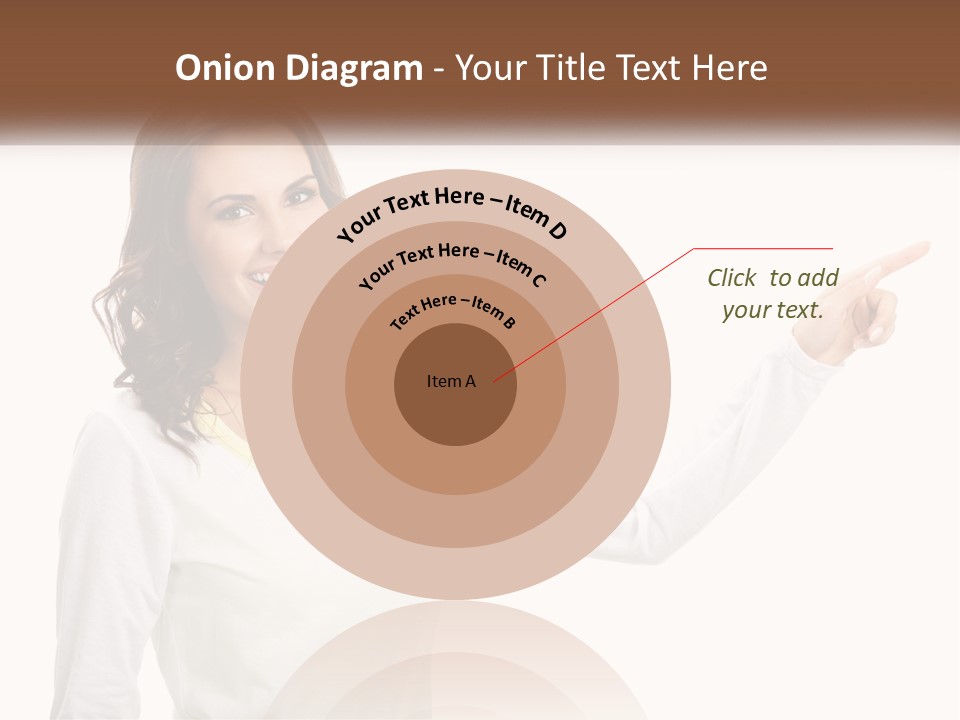 A Woman Pointing At Something With Her Finger PowerPoint Template