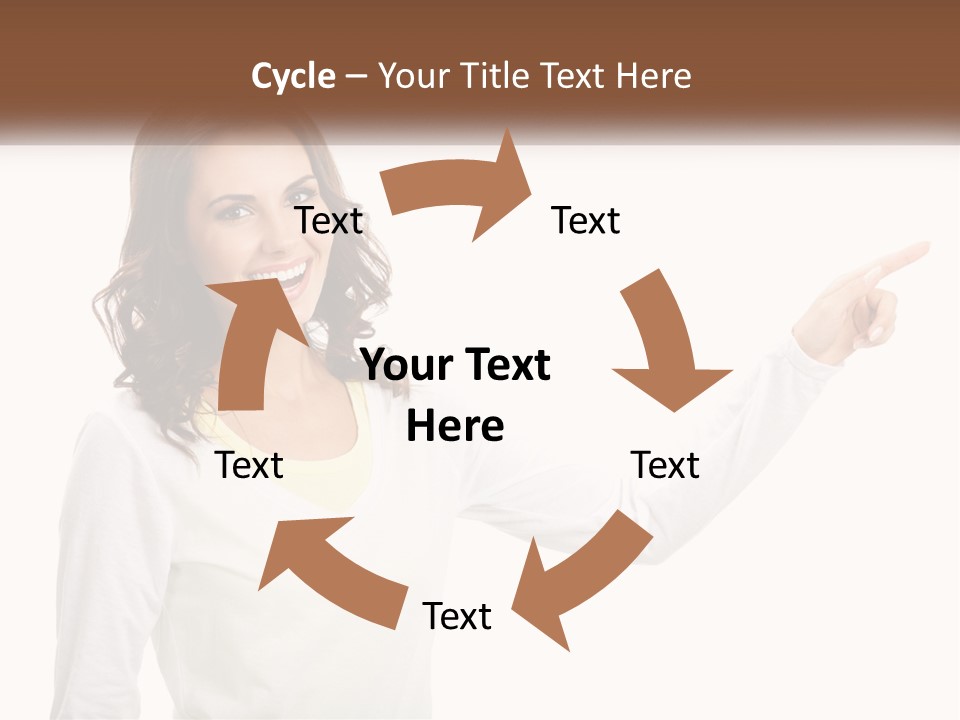 A Woman Pointing At Something With Her Finger PowerPoint Template