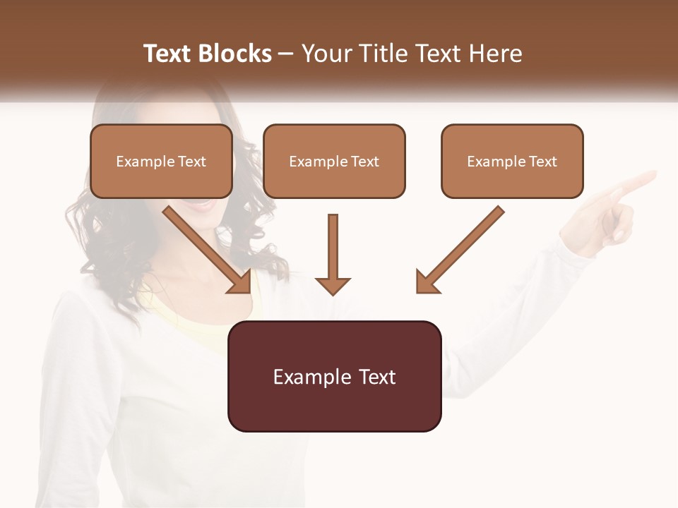 A Woman Pointing At Something With Her Finger PowerPoint Template
